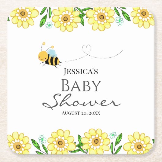 Baby shower van honingbijen, gezoet kartonnen onderzetters (Voorkant)