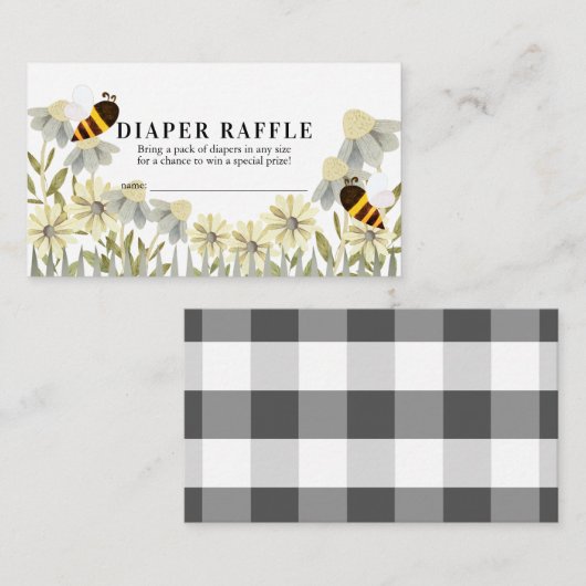 Baby shower van honingbijen, luierraffle Ticket Informatiekaartje (Voorkant / Achterkant)