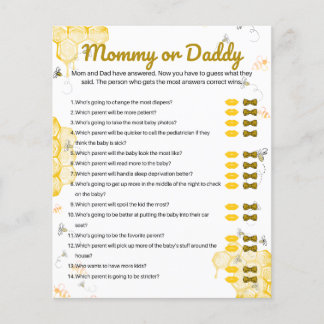 Baby shower van honingbijen mama of papa Game