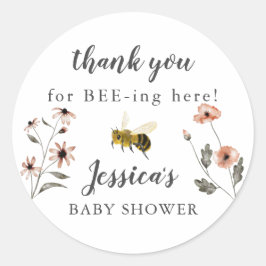 Baby shower van honingbijen ronde sticker