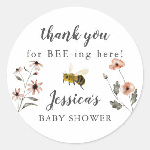 Baby shower van honingbijen ronde sticker