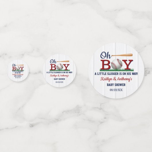 Baby shower van honkbalborden confetti (Voorkanten)