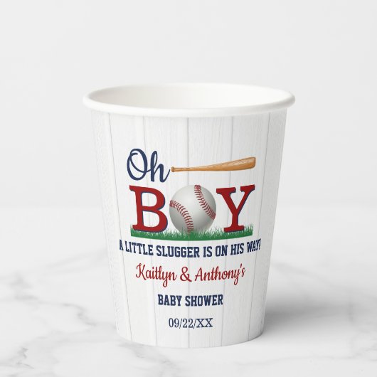 Baby shower van honkbalborden papieren bekers (Achterkant)