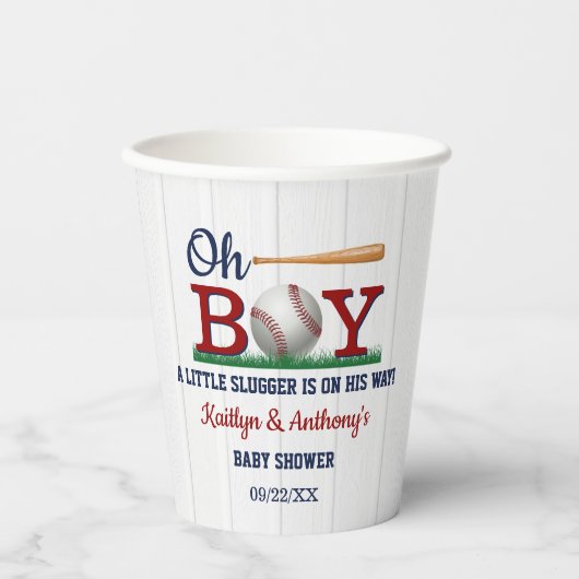 Baby shower van honkbalborden papieren bekers (Voorkant)