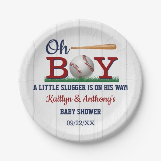 Baby shower van honkbalborden papieren bordje (Voorkant)