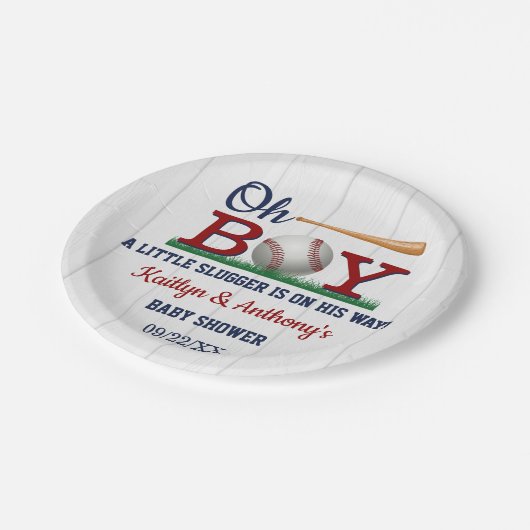 Baby shower van honkbalborden papieren bordje (Gekanteld)