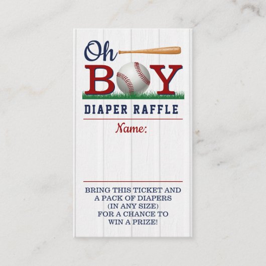 Baby shower van honkbalpen informatiekaartje (Voorkant)