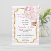 Baby shower van hot-Air-ballonmeisje Kaart (Staand voorkant)