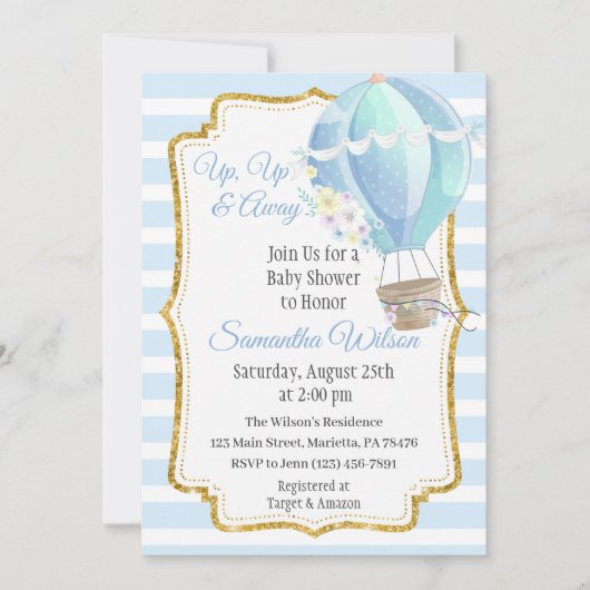 Baby shower van Hot Air Balloon Kaart (Voorkant)