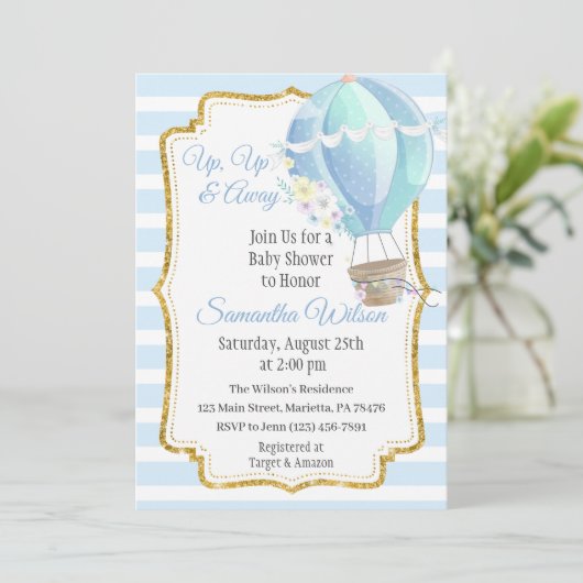 Baby shower van Hot Air Balloon Kaart (Staand voorkant)