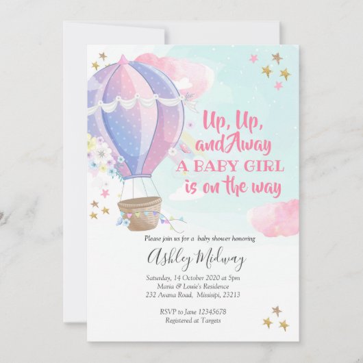 Baby shower van Hot Air Balloon Kaart (Voorkant)