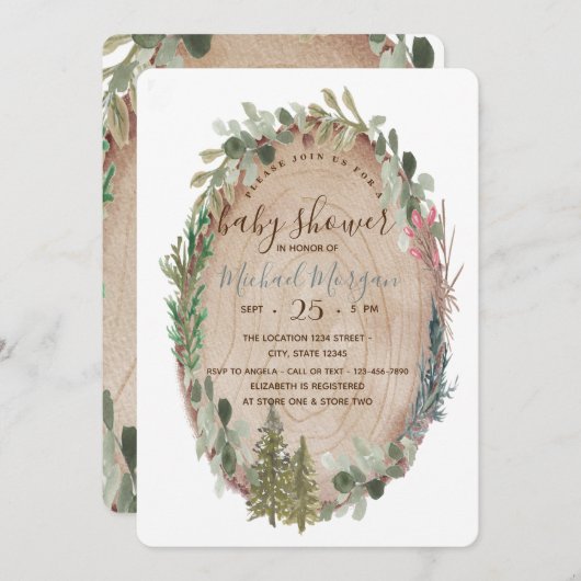 Baby shower van hout kaart (Voorkant / Achterkant)