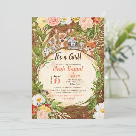 Baby shower van hout kaart (Staand voorkant)