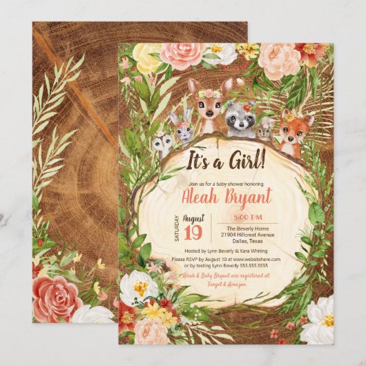 Baby shower van hout kaart (Voorkant / Achterkant)