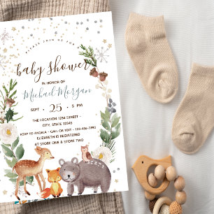 Baby shower van houtlanddieren kaart