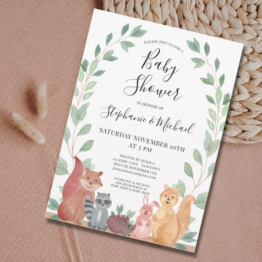 Baby shower van houtlanddieren kaart