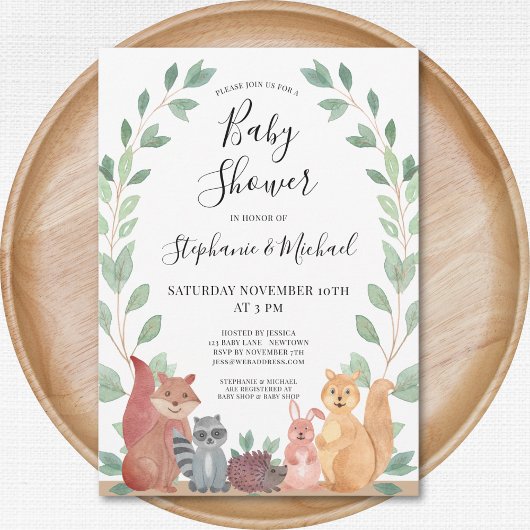 Baby shower van houtlanddieren kaart