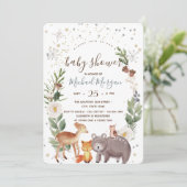 Baby shower van houtlanddieren kaart (Staand voorkant)