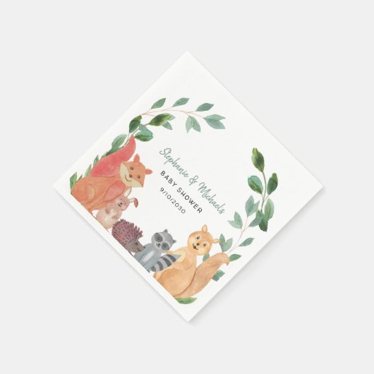 Baby shower van houtlanddieren servet (Hoek)
