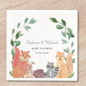 Baby shower van houtlanddieren servet
