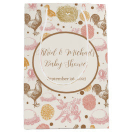  Baby shower van kip- en eierbloemen Medium Cadeauzakje