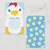 Baby shower van kippen Blauw Informatiekaartje (Voorkant / Achterkant)