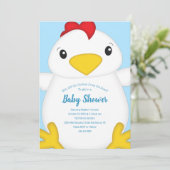 Baby shower van kippen Blauw Kaart (Staand voorkant)