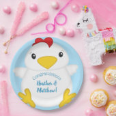 Baby shower van kippen Blauw Papieren Bordje (Feest)
