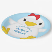 Baby shower van kippen Blauw Papieren Bordje (Gekanteld)