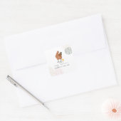 Baby shower van kippen Roze bob Vierkante Sticker (Envelop)