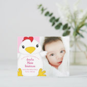Baby shower van kippen Roze Briefkaart (Staand voorkant)