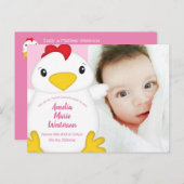 Baby shower van kippen Roze Briefkaart (Voorkant / Achterkant)