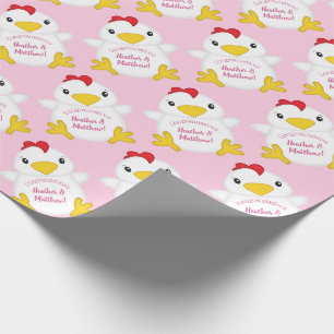 Baby shower van kippen Roze Cadeaupapier