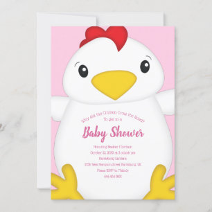 Baby shower van kippen Roze Kaart