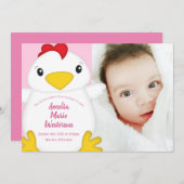 Baby shower van kippen Roze Kaart (Voorkant / Achterkant)