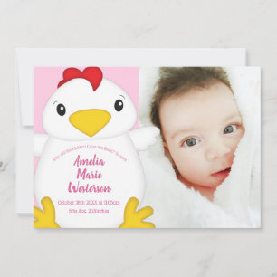 Baby shower van kippen Roze Kaart