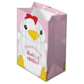 Baby shower van kippen Roze Medium Cadeauzakje (Voorkant Gekanteld)