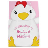 Baby shower van kippen Roze Medium Cadeauzakje (Achterkant)