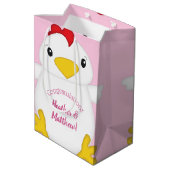Baby shower van kippen Roze Medium Cadeauzakje (Achterkant Gekanteld)