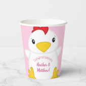 Baby shower van kippen Roze Papieren Bekers (Achterkant)