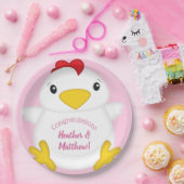 Baby shower van kippen Roze Papieren Bordje (Feest)