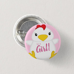 Baby shower van kippen Roze Ronde Button 3,2 Cm