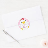 Baby shower van kippen Roze Ronde Sticker (Envelop)