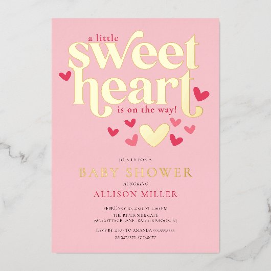 Baby shower van klein meisje folie uitnodiging (Voorkant)