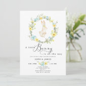 Baby shower van kleine Bunny-wilde bloemen Kaart (Staand voorkant)