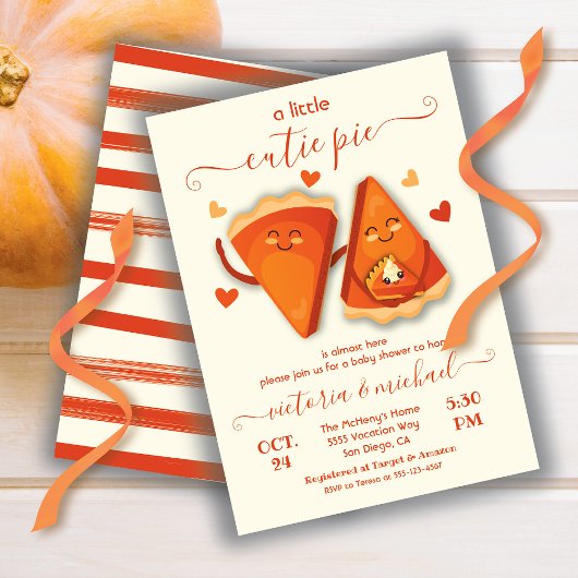 Baby shower van kleine cutie Pumpkin Pie Autumn Kaart