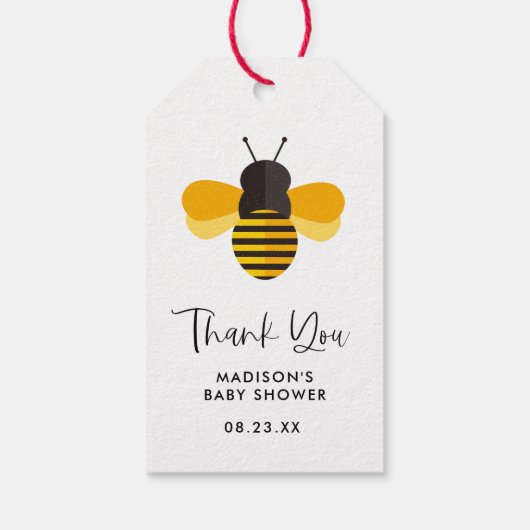 Baby shower van kleine honingbijen Gift Dank je Cadeaulabel (Achterkant)