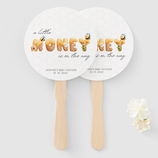 Baby shower van kleine honingbijen handwaaier (Voorkant en achterkant)