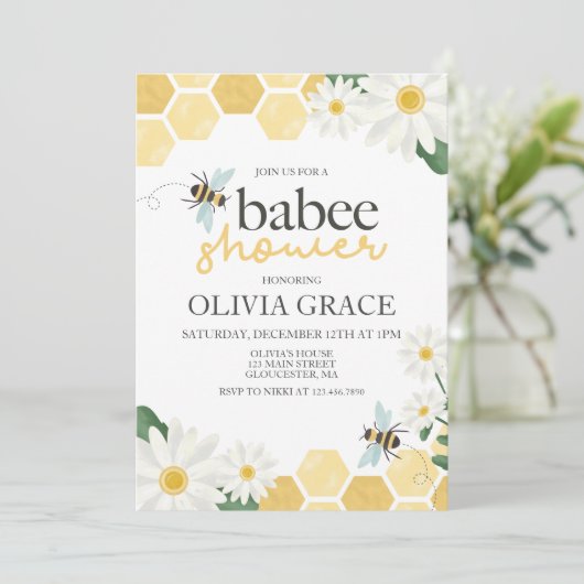 Baby shower van kleine honingbijen kaart (Staand voorkant)