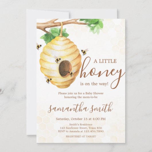 Baby shower van kleine honingbijen kaart (Voorkant)